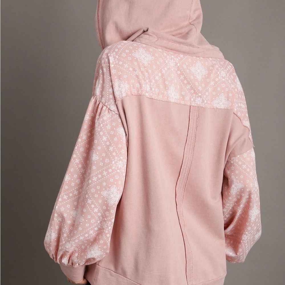 Umgee Women's Pink Patterned Sweatshirt - Picture 2 of 5